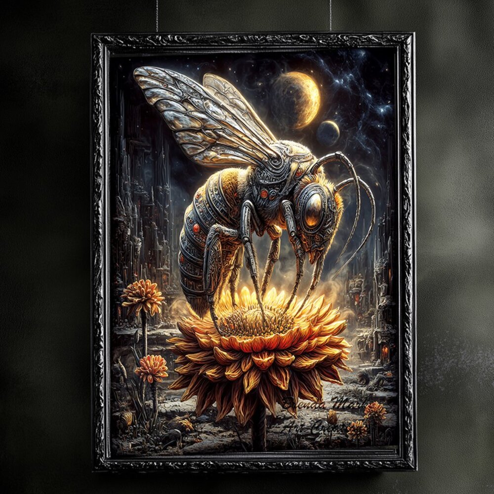 Robotic Bees Restores Life After Apocalypse 1 Matted Print Direct from Artist